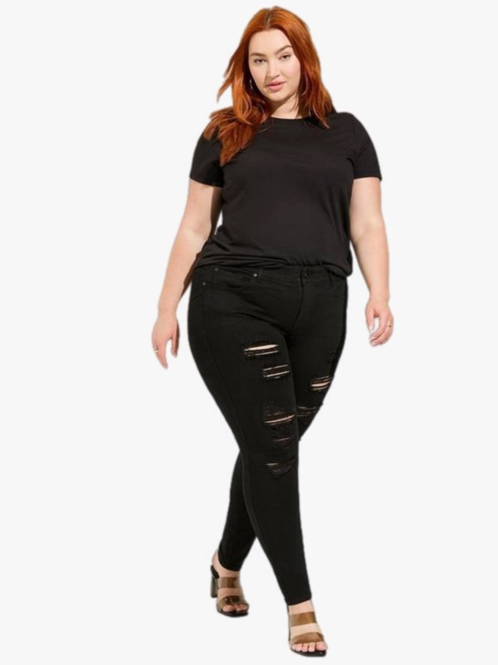 Torrid Bombshell Skinny Black Destructed Jeans Women’s Plus Size 20 Short